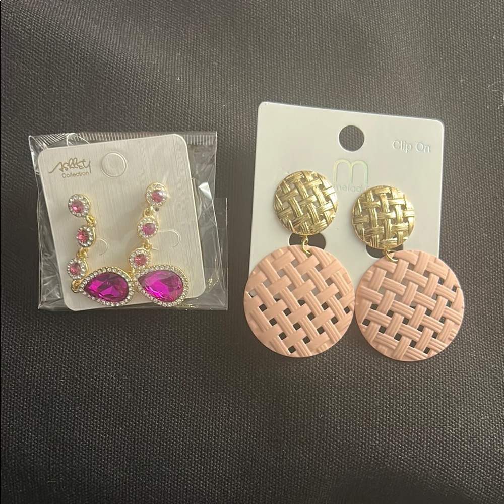 Gold and Pink Women's Earrings Set